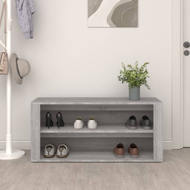 Rack à chaussures Vidaxl 100x35x45 cm en bois coupé gris sonoma chêne couleur