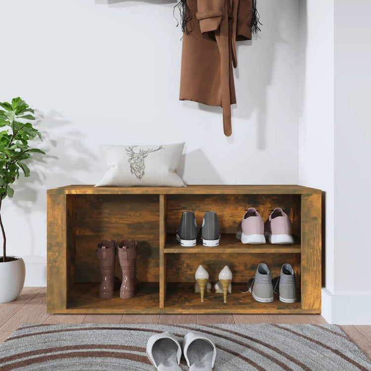 Armoire à chaussures Vidaxl 100x35x45 cm en bois de bois de chêne fumé coloré