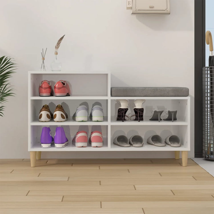 Armoire à chaussures Vidaxl 102x36x60 cm en bois de bois haut blanc