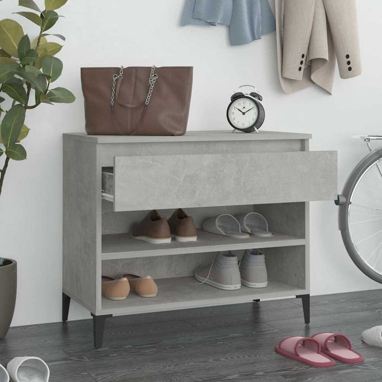 Armoire à chaussures Vidaxl 70x36x60 cm Betongrij en bois transformé
