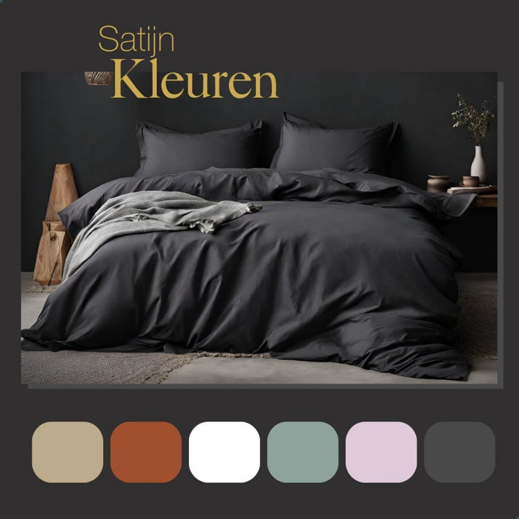 Dix coton coton satin single couvercle de couette 140x200 220 cm anthracite