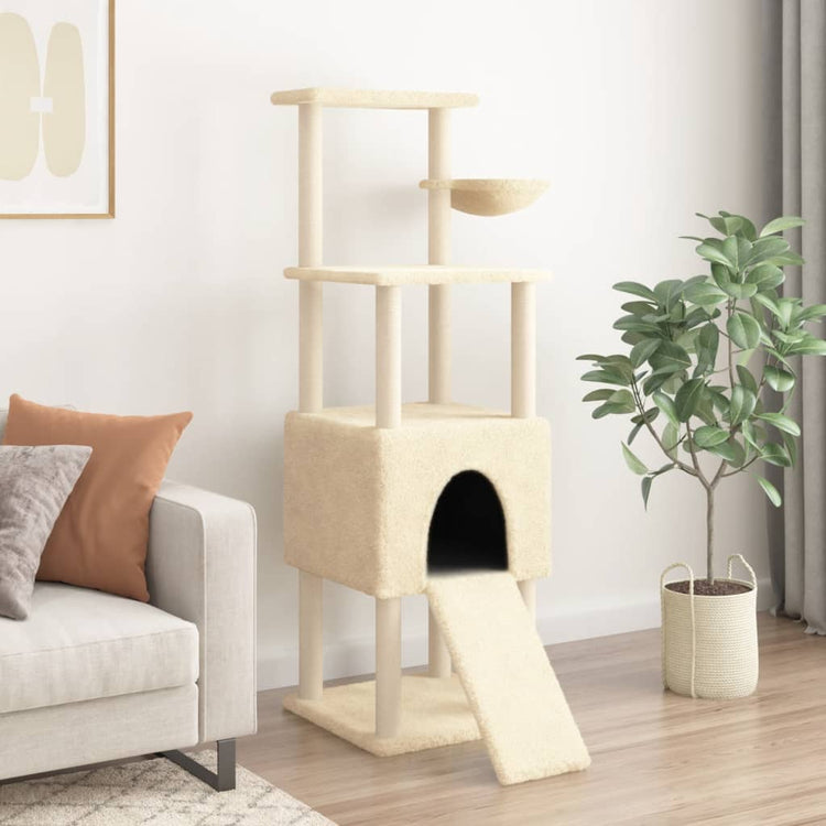 Vidaxl Cat Furniture avec Sisal Scratch Posts 153 cm Crème -Colored