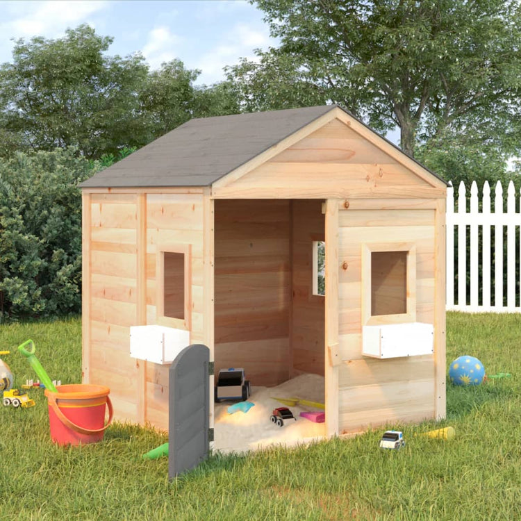 Vidaxl speelhuis avec porte verrouillable et pots de fleurs
