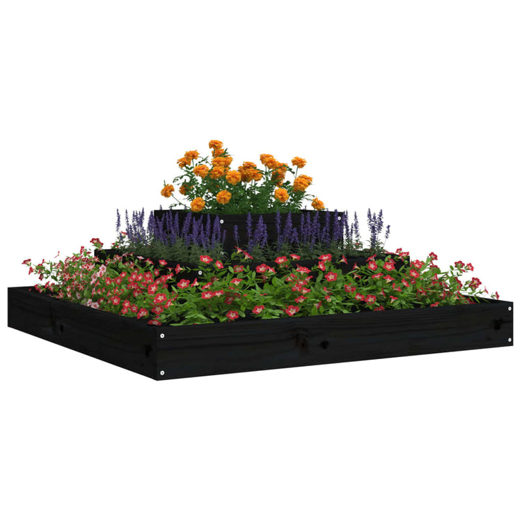 Boîte de planification Vidaxl 80x80x27 cm en pin solide noir