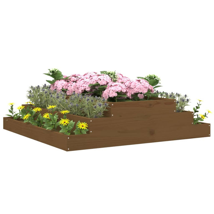 Boîte de planification de Vidaxl 110x110x27 cm Brown de miel de pin massif