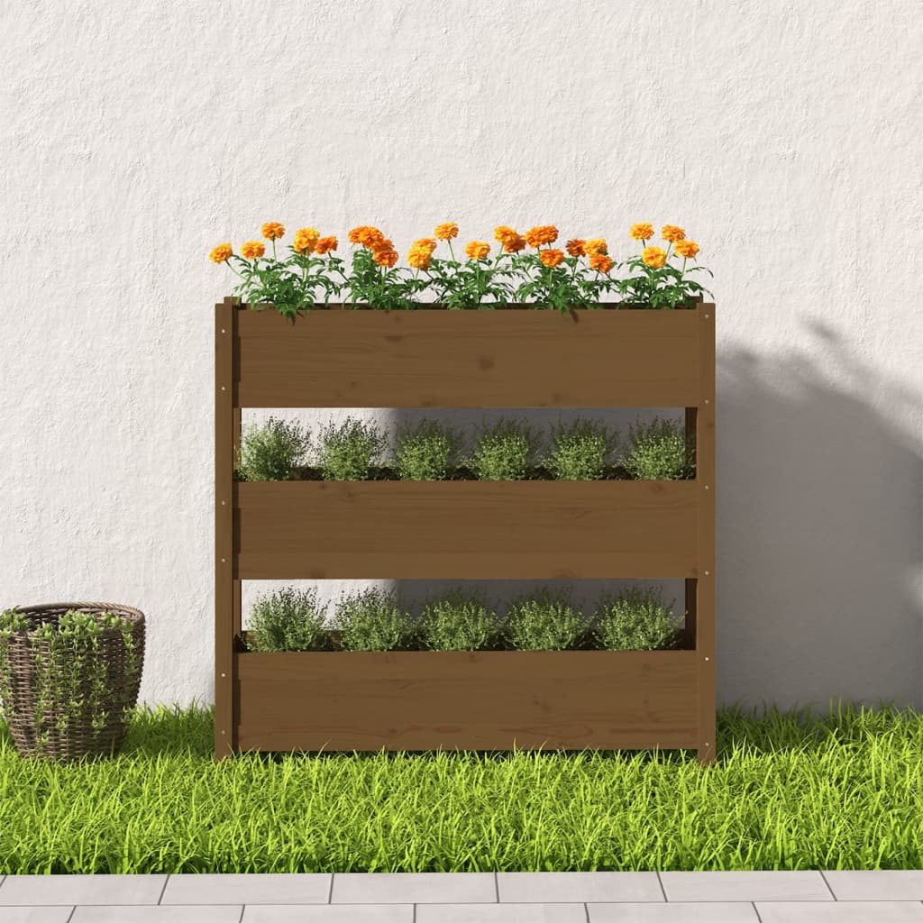 Boîte de planification de Vidaxl 112x25x104.5 cm Pine solide Brown