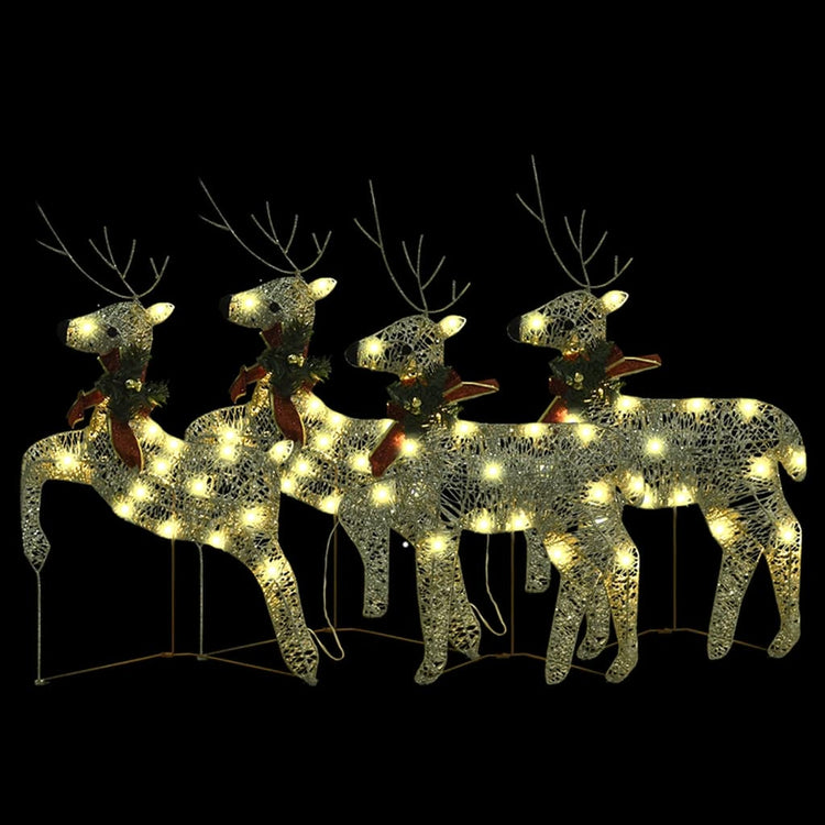 Vidaxl Christmas Animals 4 St 80 LEDS Gold colored