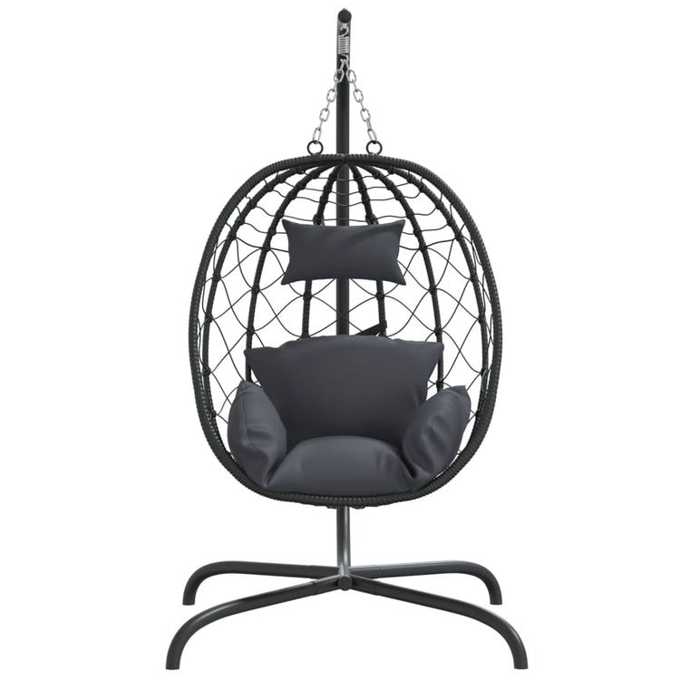 Vidaxl chaise suspendue avec oreiller en rotin poly et en acier anthracite -colored