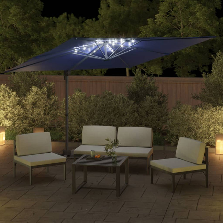 Parasol flottant vidaxl avec éclairage LED 400x300 cm bleu azure