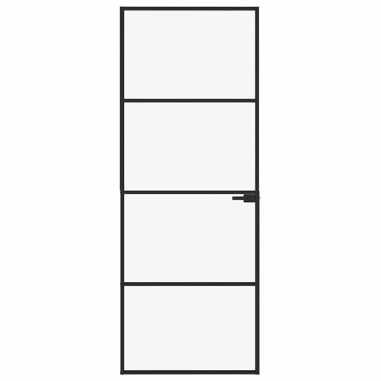 Vidaxl Porte intérieure 76x201,5 cm Verre durcie et aluminium Noir étroit