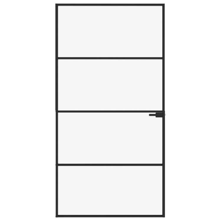 Vidaxl Porte intérieure 102x201,5 cm Verre durcie et aluminium Noir étroit