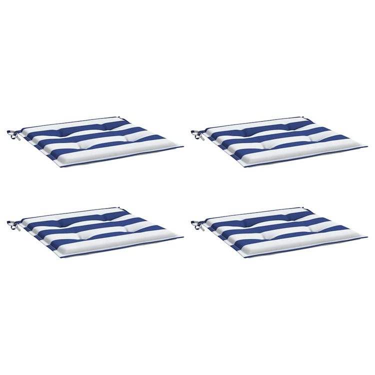 Coussins de chaise de jardin vidaxl 4 strippe 40x40x3 cm tissu blanc et bleu