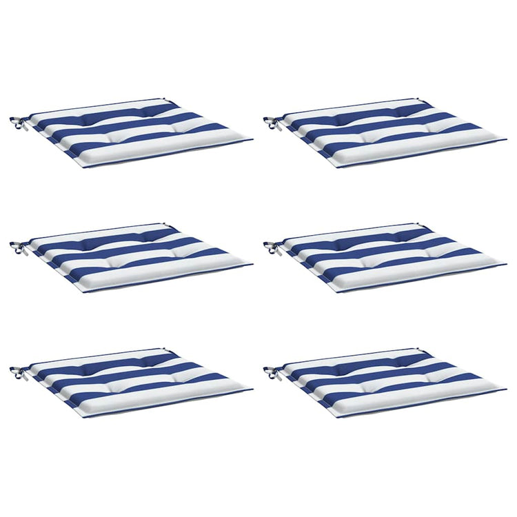 Coussins de chaise de jardin vidaxl 6 étroites 40x40x3 cm tissu blanc et bleu