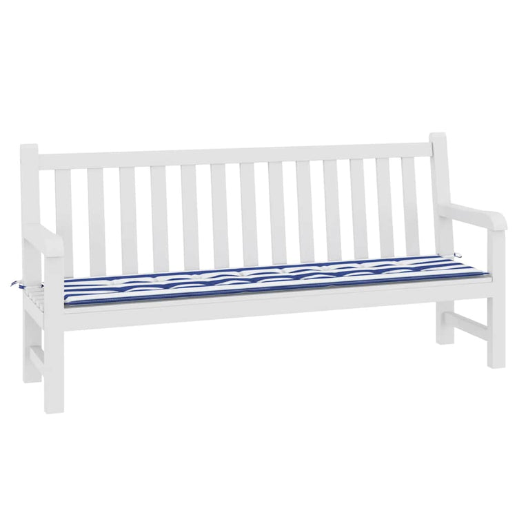 Vidaxl Garden Banc Cushion rayé 200x50x3 cm tissu blanc et bleu