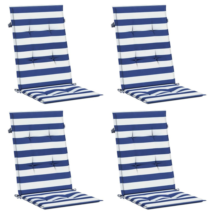 Coussins de chaise Vidaxl 4 stage haut de dossier High Fabric blanc rayé et bleu