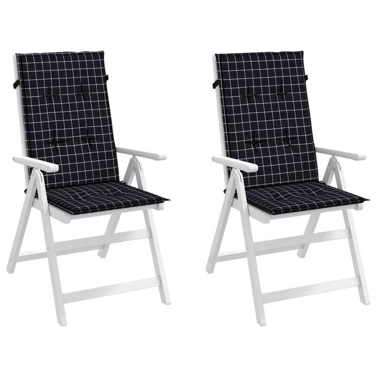 Coussins de chaise vidaxl 2 st du dossier haut de dos en diamant tissu noir