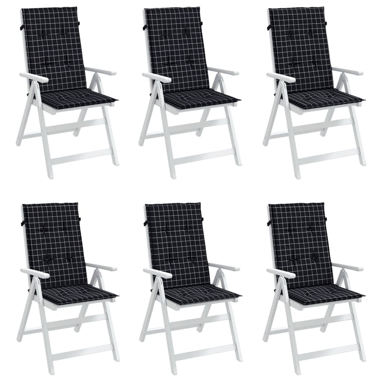 Coussins de chaise vidaxl 6 st du dossier haut de dos en diamant tissu noir