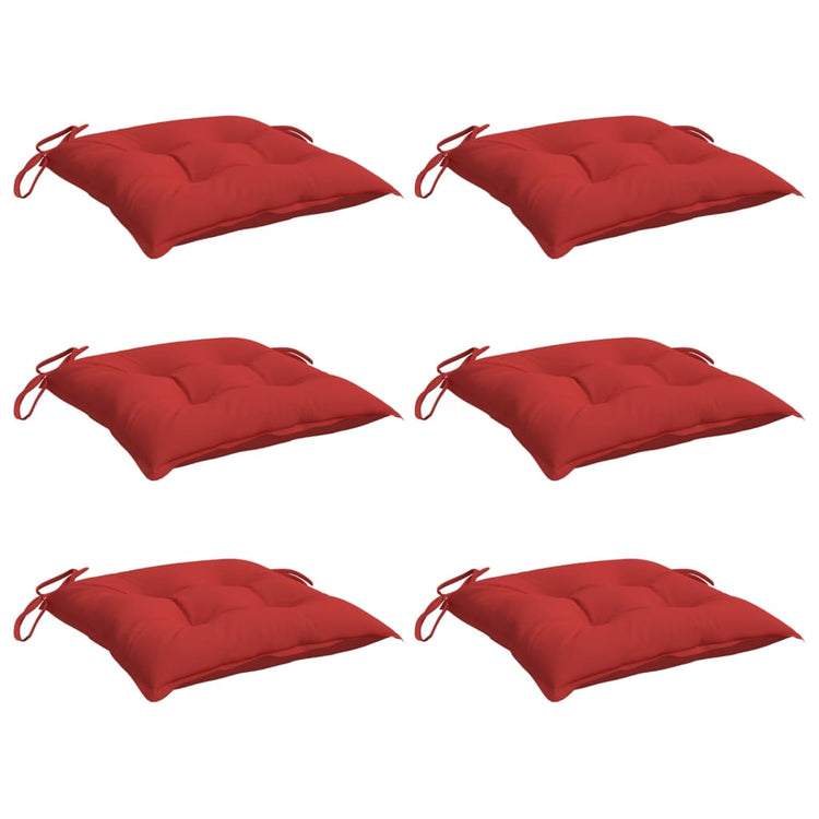 Coussins de chaise vidaxl 6 pcs 40x40x7 cm oxford tissu rouge