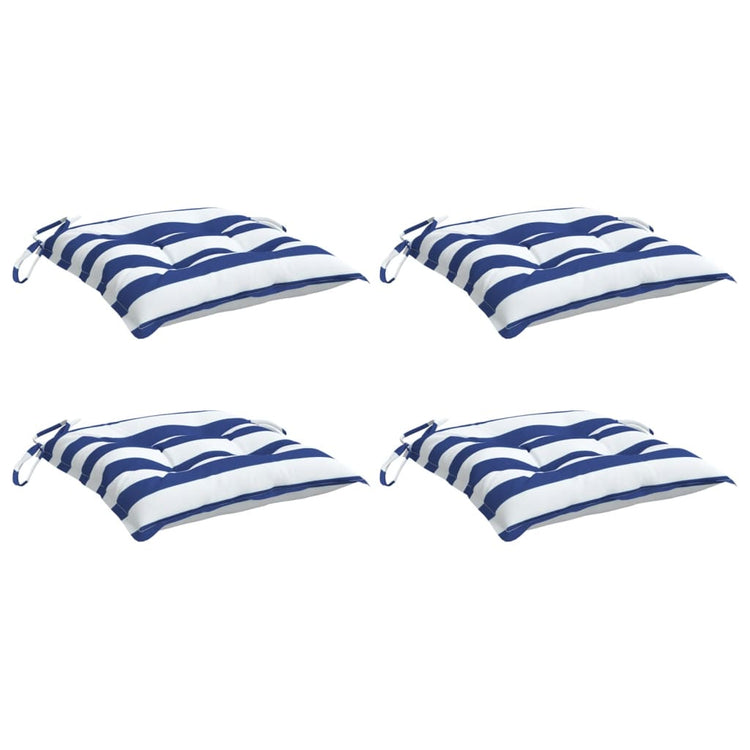 Coussins de chaise Vidaxl 4 ST 50x50x7 cm Tissu à rayures blanches et bleus