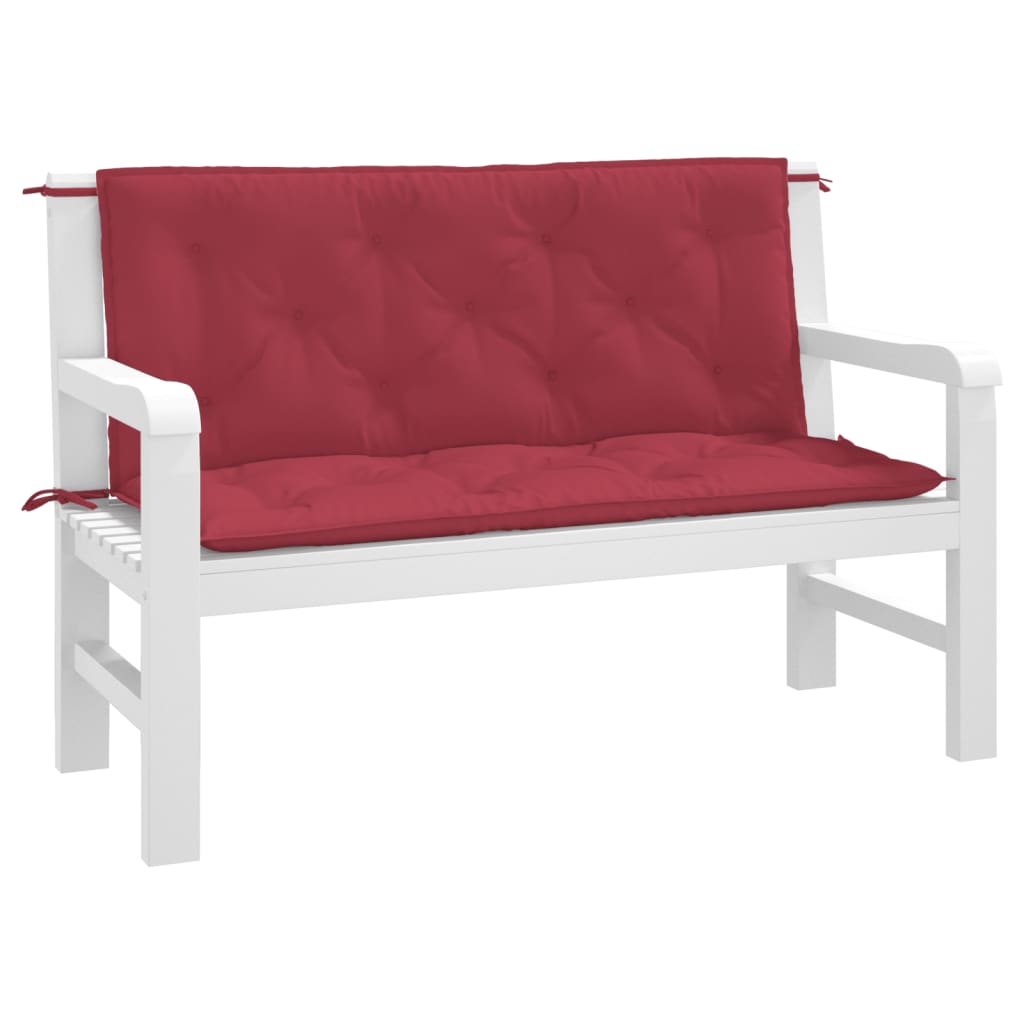 Vidaxl Garden Banc Cushions 2 PCS 120x50x7 cm Oxford tissu vin rouge