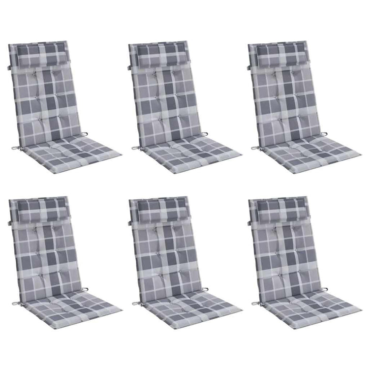 VidaXL coussins de chaise 6 pièces dossier haut motif losange tissu oxford gris