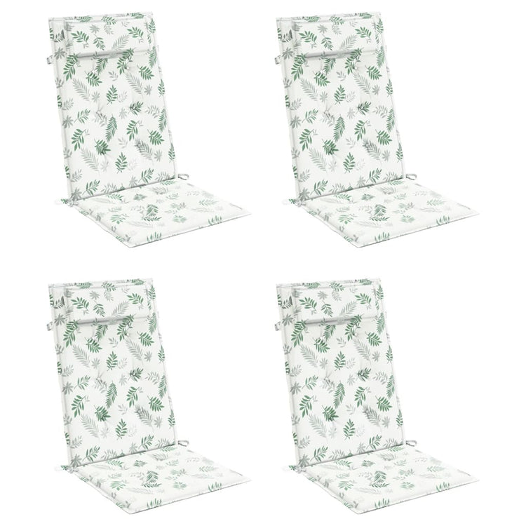 Coussins de chaise vidaxl 4 st motif de feuilles arrière hautes tissu oxford