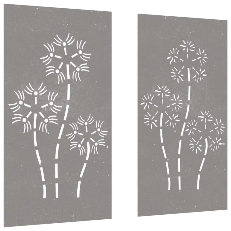 Vidaxl Wall Decoration Garden 2 St Flower Design 105x55 cm Cortenstaal