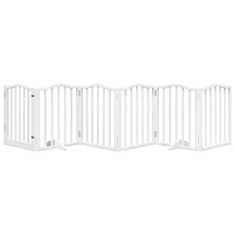 Vidaxl Dog Fence pliable avec porte 6 panneaux 300 cm Populierwood blanc