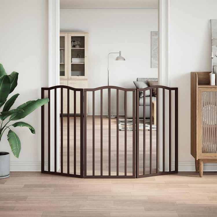 Fence de chien vidaxl pliant 3 panneaux 150 cm Populier en bois brun chêne