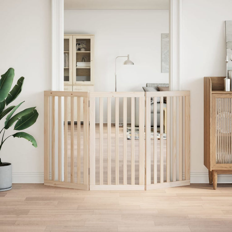 Vidaxl Dog Fence pliable 3 panneaux 150 cm Bois de peuplier