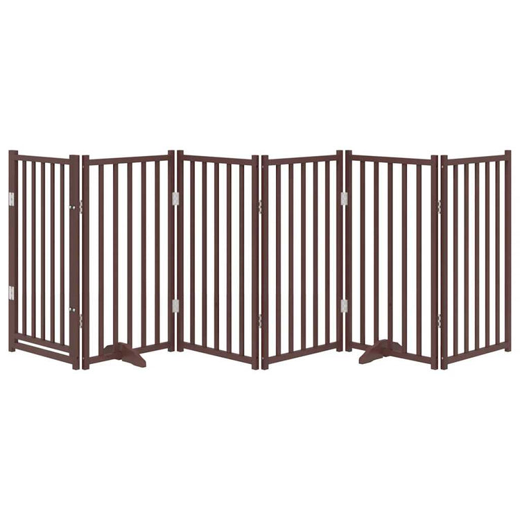 Fence de chien vidaxl pliable 6 panneaux 300 cm Chêne brun de pin massif
