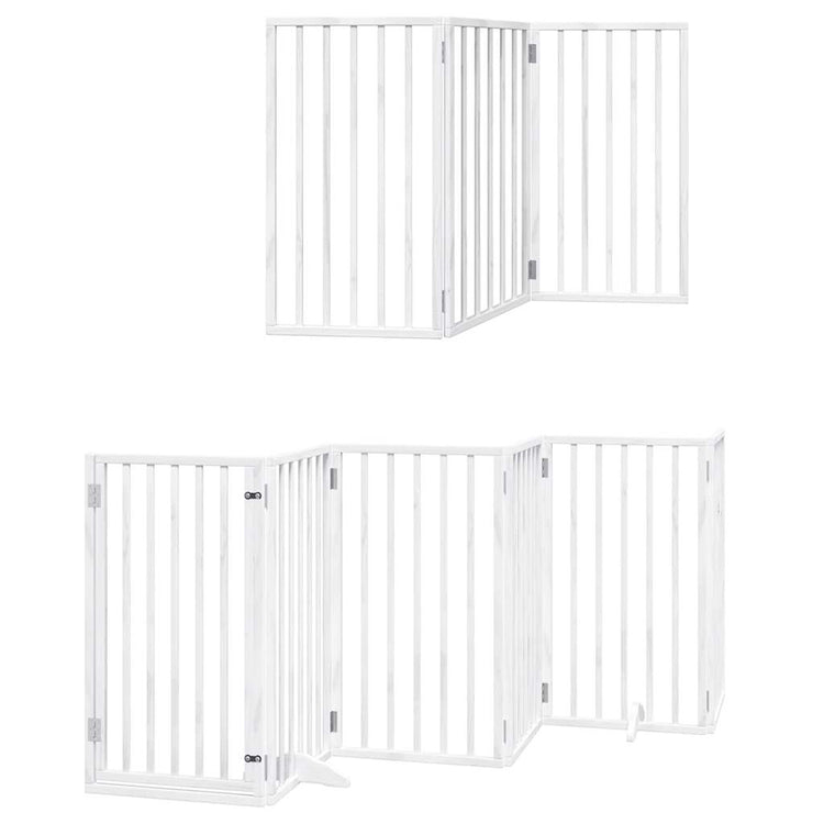 Vidaxx barrière pour chien pliable avec porte 9 panneaux 450 cm bois de peuplier blanc