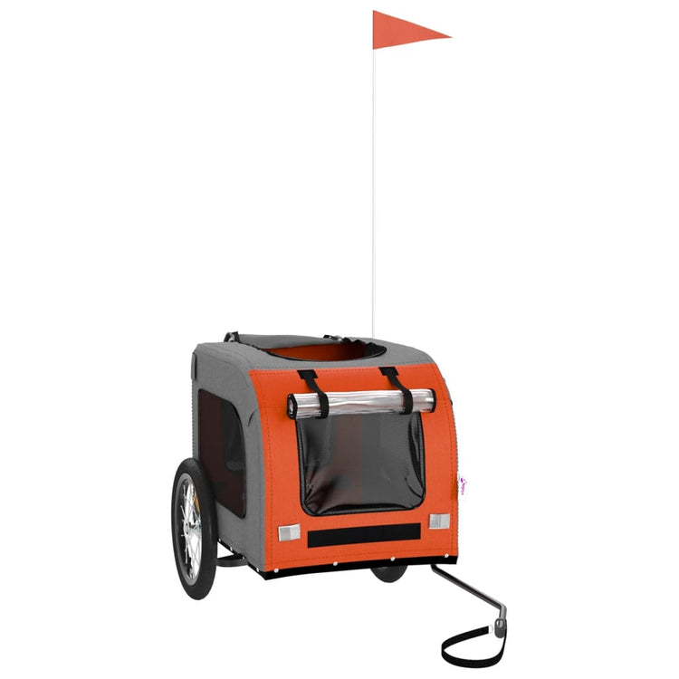Vidaxl Dog Bike Trailer Oxford Fabric et Iron Orange and Gray