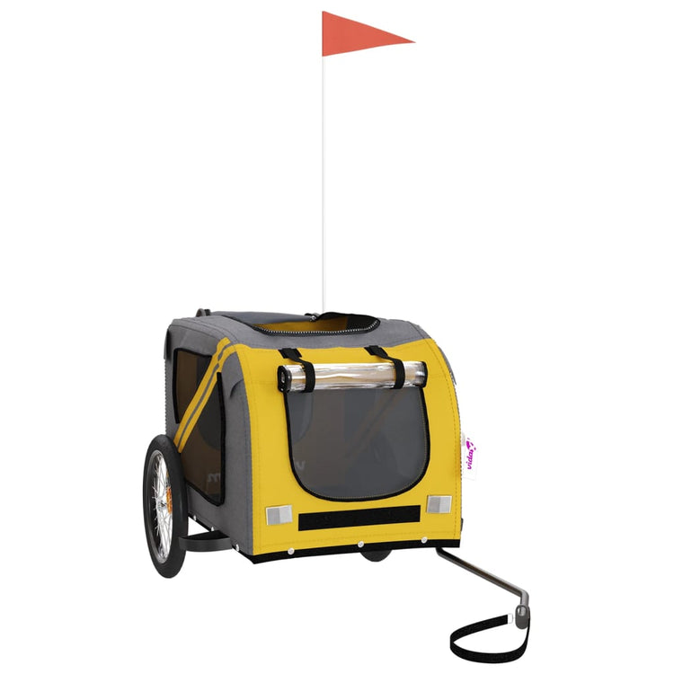 Vidaxl Dog Bike Trailer Oxford Fabric et Fon Jaune et Gray