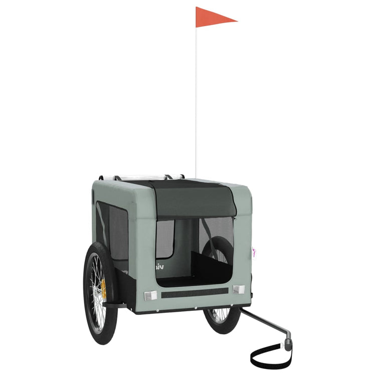 Vidaxl Dog Bike Trailer Oxford Fabric et Fer Grey and Black