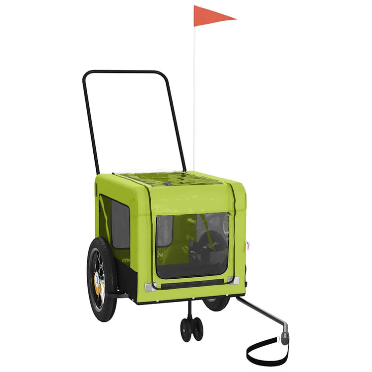 Vidaxl Dog Bike Trailer Oxford Fabric et Green et noir