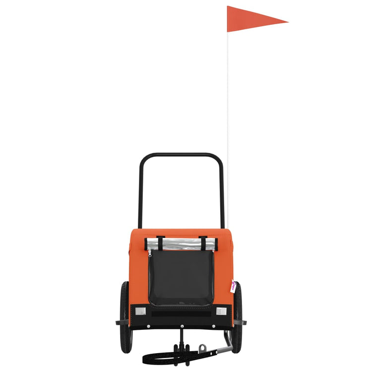 Vidaxl Dog Bike Trailer Oxford Fabric et Iron Orange and Black