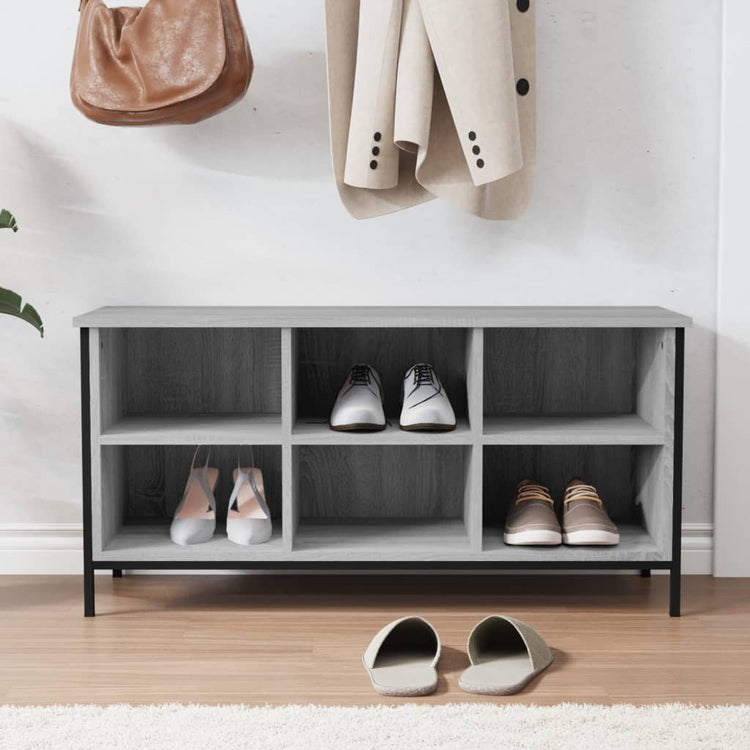Armoire à chaussures vidaxl 100x35x50 cm en bois de bois de chêne de chêne Grey sonoma