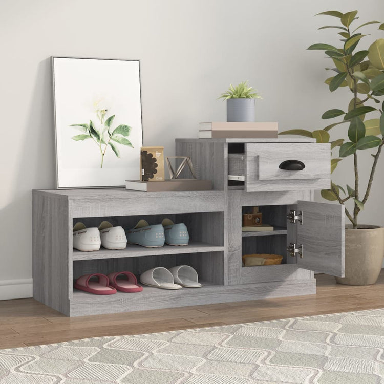 Armoire à chaussures Vidaxl 100x42x60 cm en bois de bois de chêne Gris sonoma