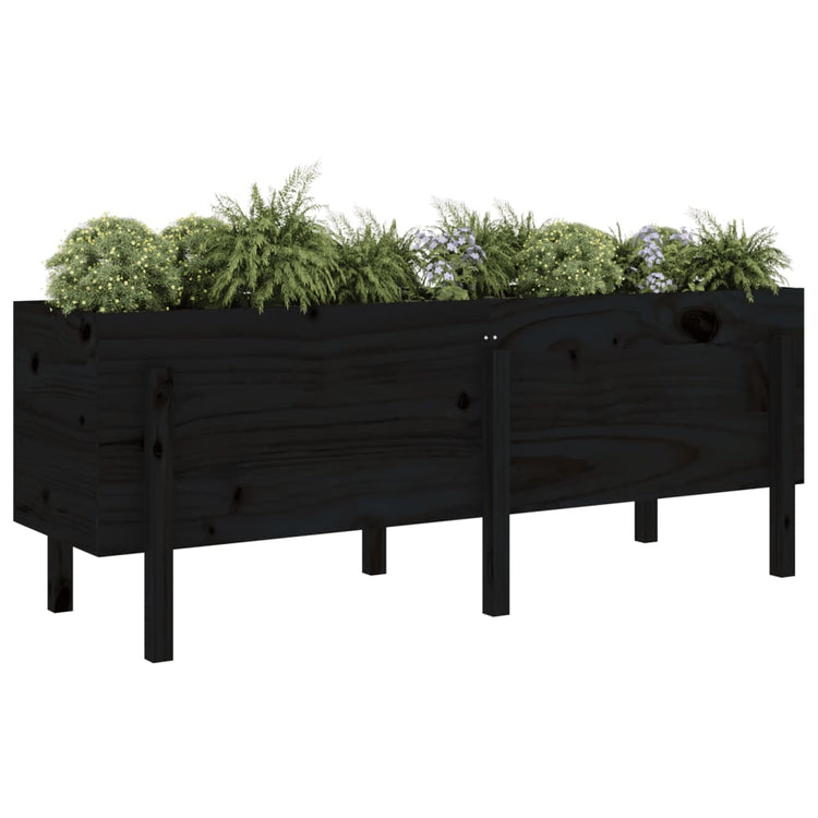 Vidaxl Planter surélevé 160x50x57 cm en pin solide noir