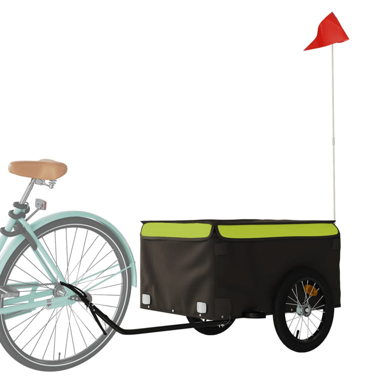Vidaxl Bicycle Trailer 45 kg de fer noir et vert