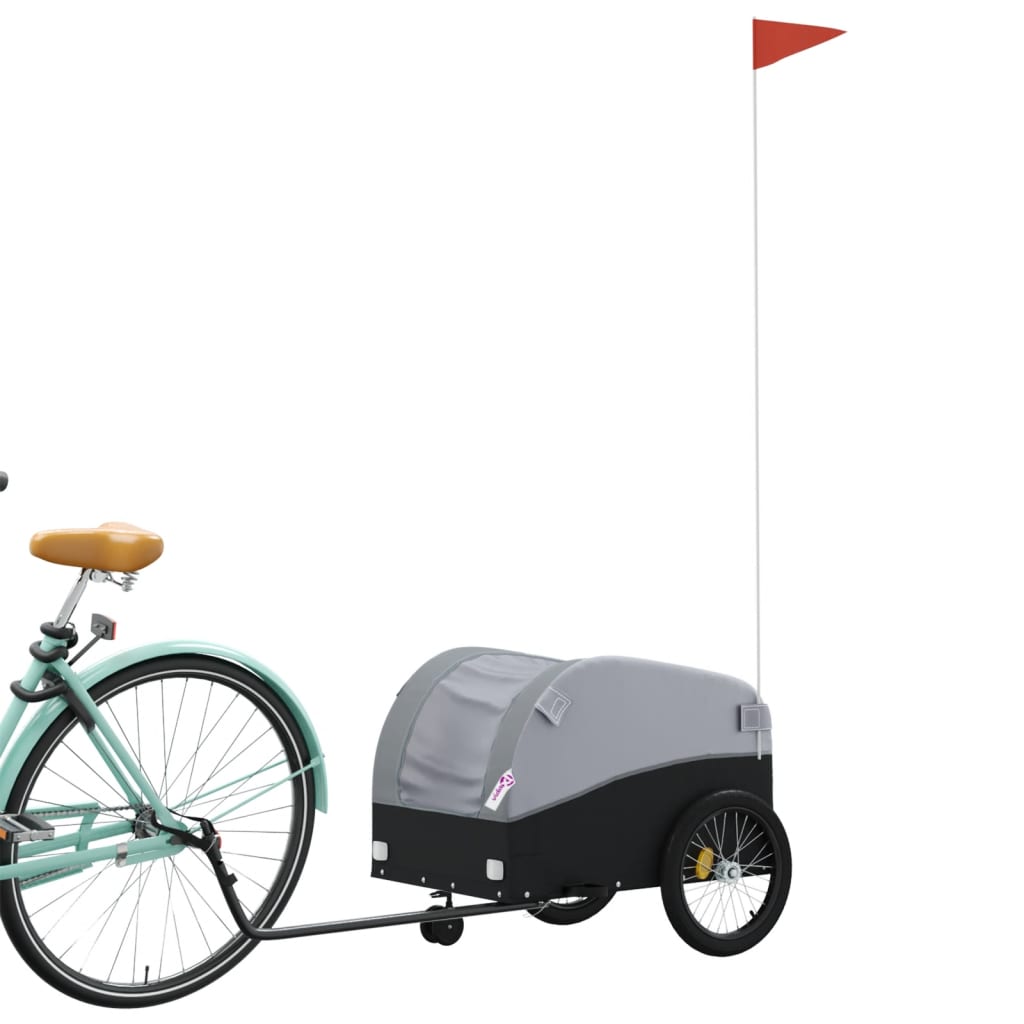 Vidaxl Bicycle Trailer 30 kg de fer noir et gris