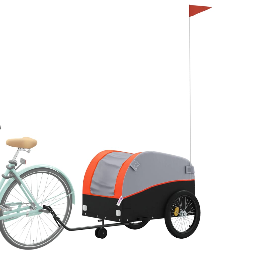 Vidaxl Bicycle Trailer 45 kg de fer noir et orange