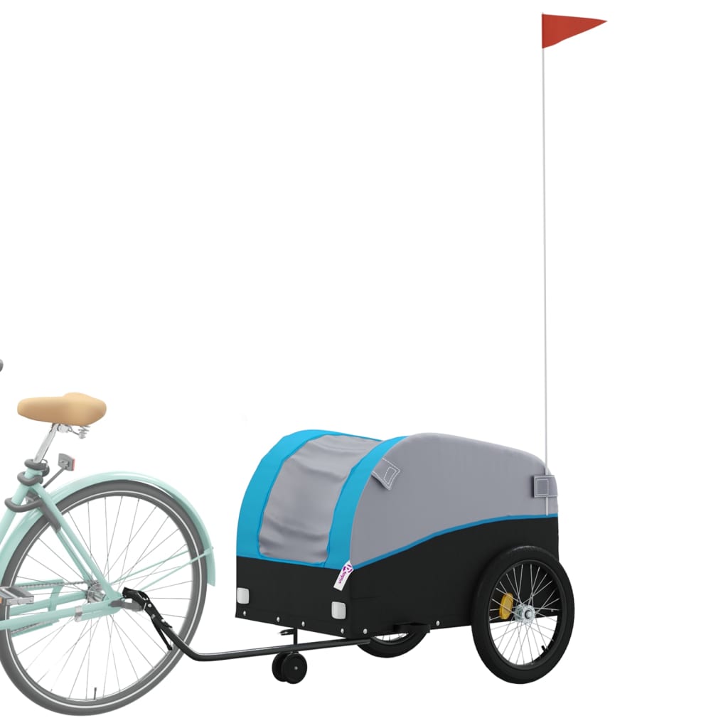 Vidaxl Bicycle Trailer 45 kg de fer noir et bleu