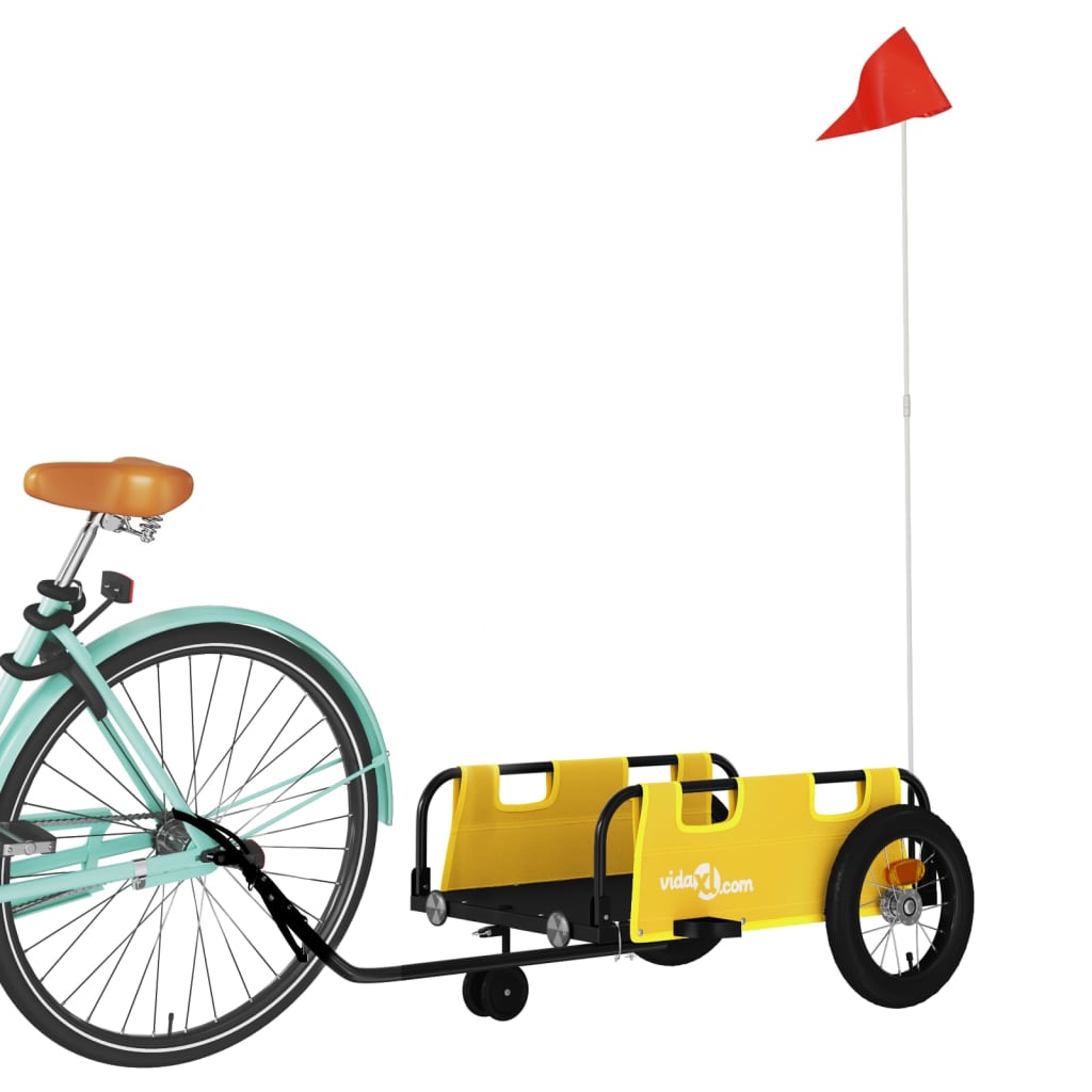 Vidaxl Bicycle Trailer tissu oxford et jaune de fer