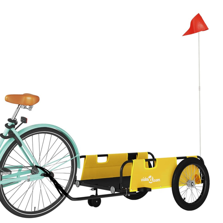 Vidaxl Bicycle Trailer tissu oxford et jaune en fer et noir