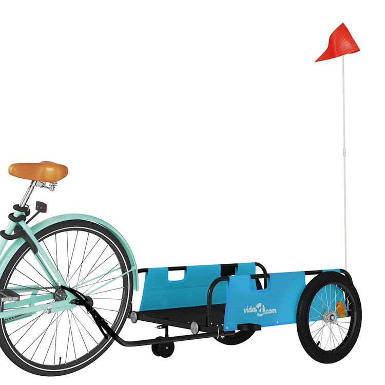 Vidaxl Bicycle Trailer tissu oxford et bleu de fer et noir
