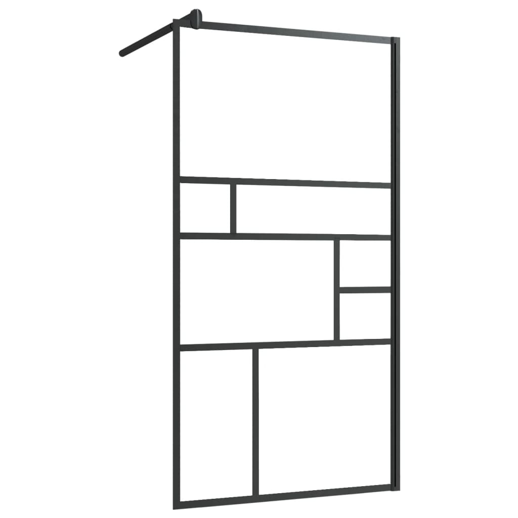 Vidaxl Walk-In Walk Walk With avec étagère 90x195 cm ESG-GLAS Aluminium noir