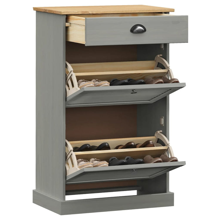 Armoire à chaussures Vidaxl Vigo 60x35x96 cm en pin massif gris