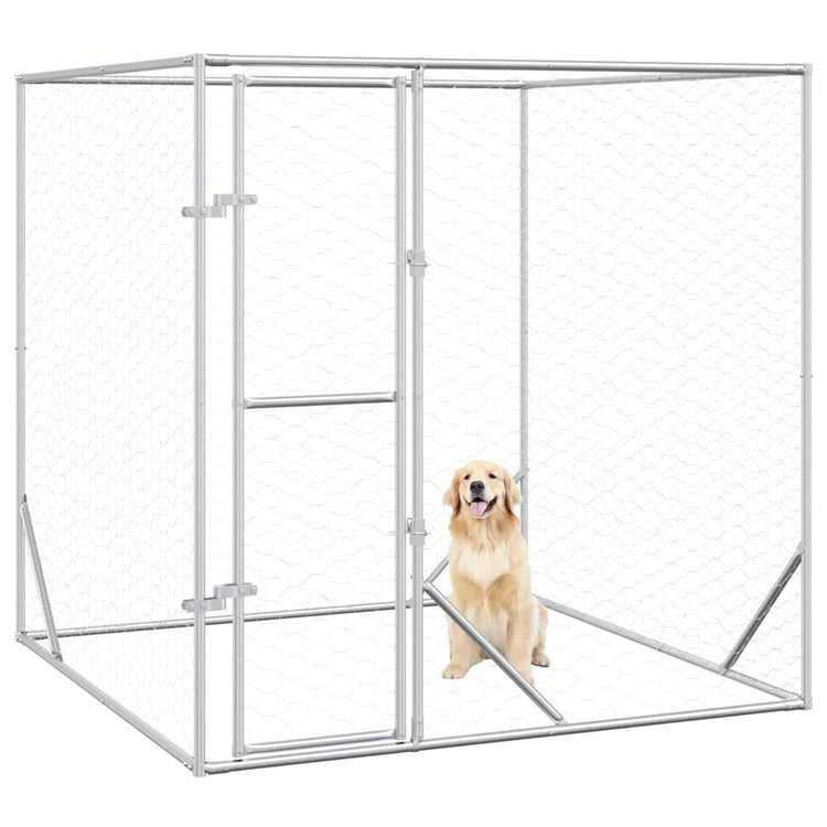 Vidaxl Dog Kennel pour l'extérieur de 2x2x2 m Galvanisé en acier argent